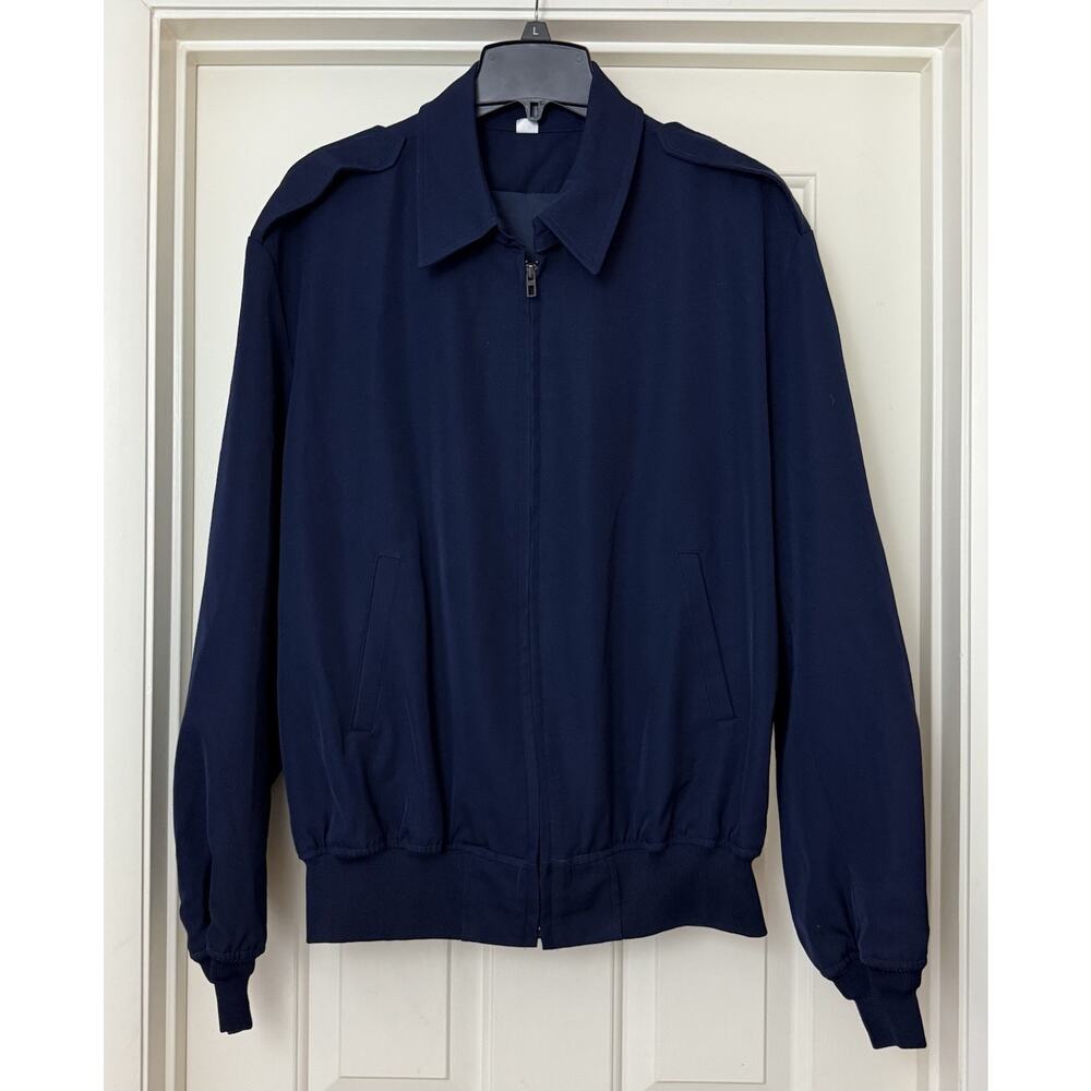 Vintage USAF Mens Lightweight Bomber Jacket Large Blue Poly Wool 80’s LARP